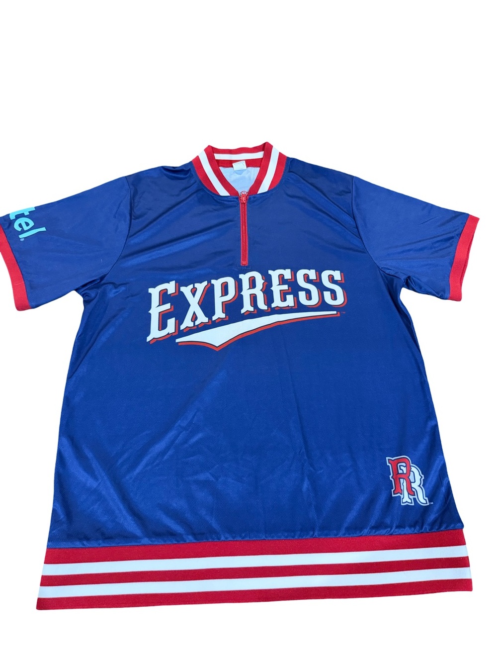 Express Men's Blue Athletic Jersey with Red & White Trim